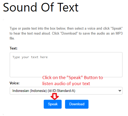 Sound of text speak button