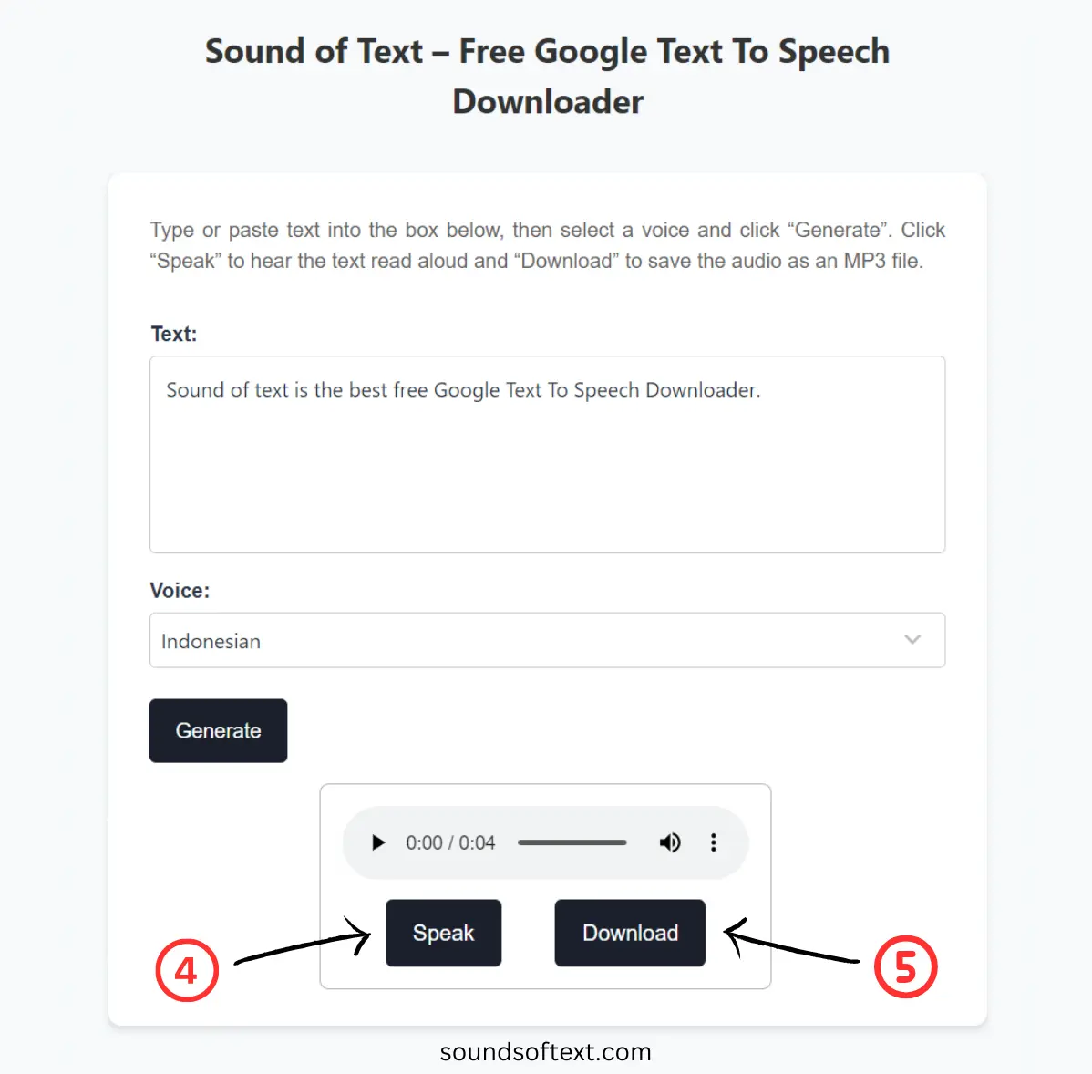 Sound of Text Speak and Download